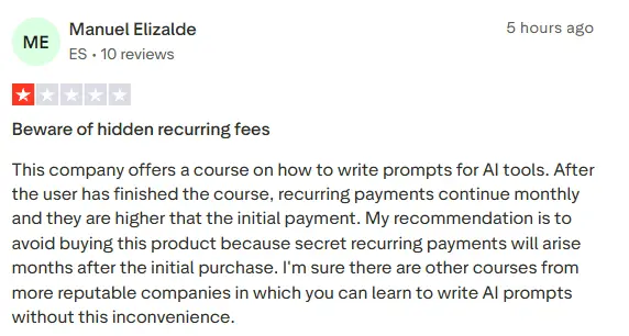 Coursiv.io Trustpilot review